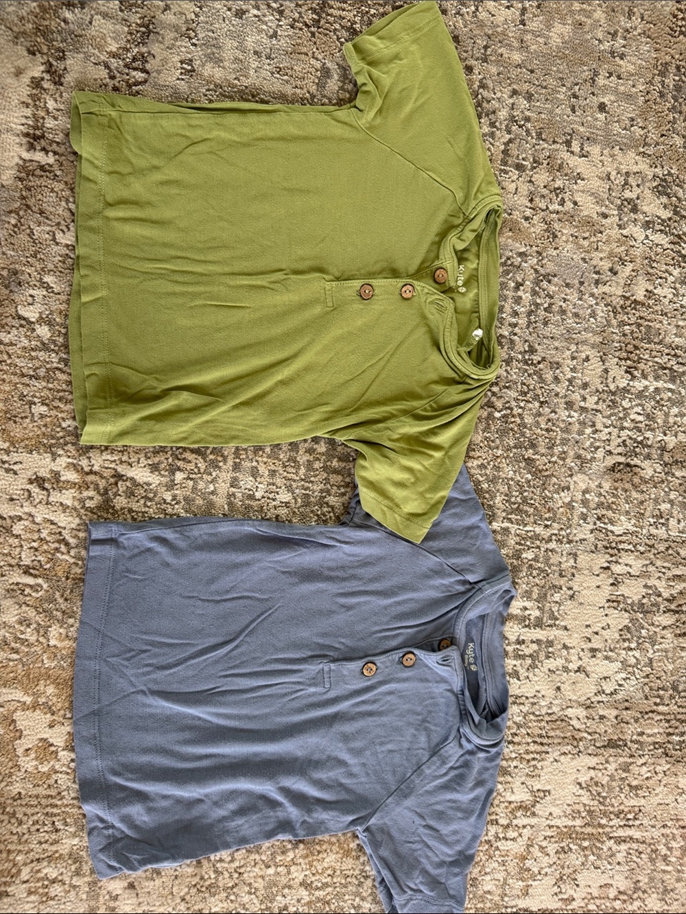 Kyte Baby Short Sleeve Henley Shirts - Blue and Honu 3T